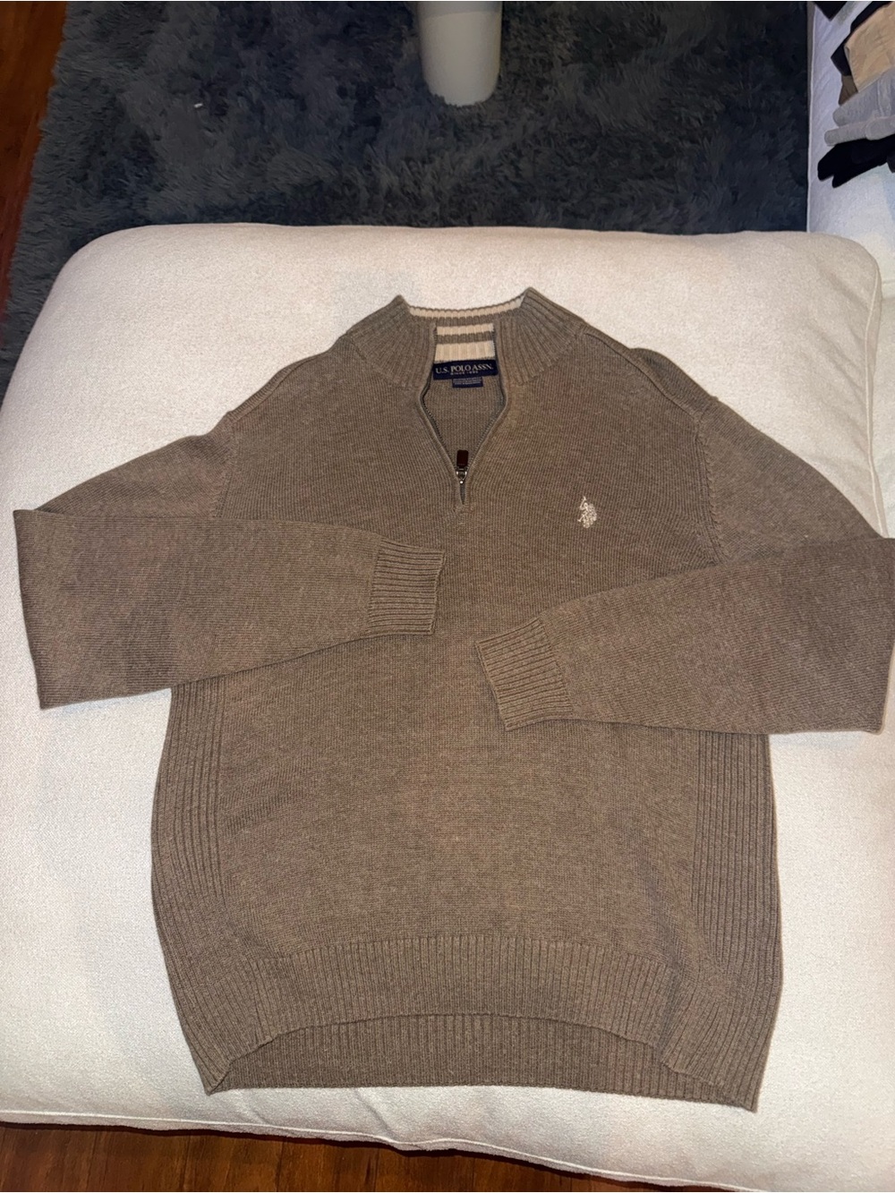 U.S. Polo Assn. Men's Taupe Zip-Neck Sweater